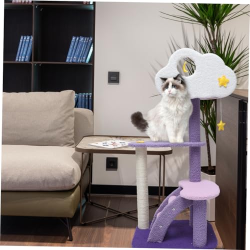Arbre à chat et plateforme d'escalade violette en composite pour chaton - 5