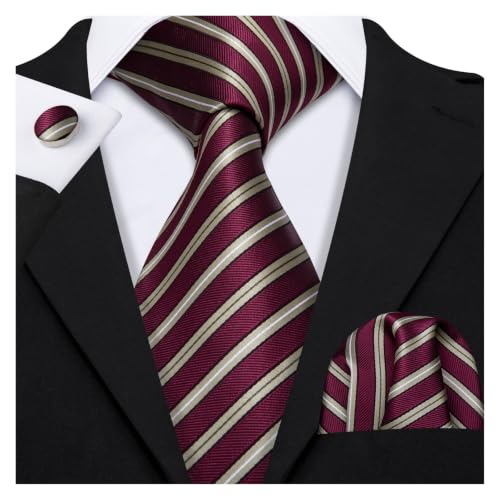 Cravate jacquard rouge foncé et boutons de manchette carrés coffret cadeau homme