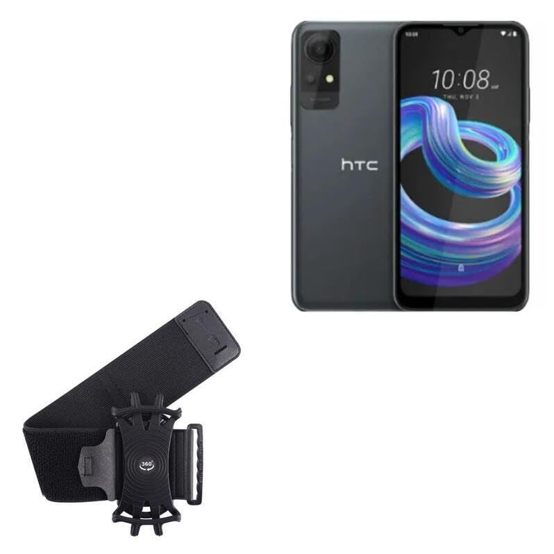 BoxWave Holster Compatible with HTC Wildfire E2 Play - ActiveStretch Sport Armband, Adjustable Armband for Workout and Running - Jet Black