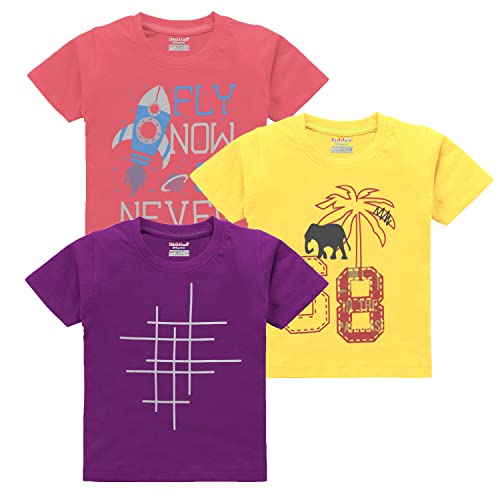 Image of kiddeo Boys Cotton Halfsleeve T Shirts (Pack of 3)