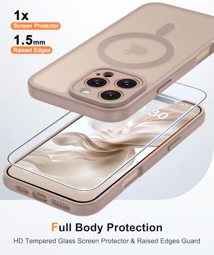Image of FNTCASE for iPhone 16 Pro-Max Case: Translucent Desert Gold Fit for MagSafe