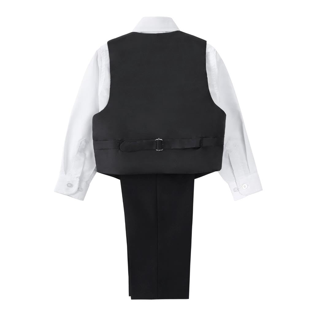 Lito Angels Jungen 5-teiliges Smoking-Anzug-Set, Marineblau/Schwarz | Doppelreihig, 5-teilig: Sakko, Weste, Hemd, Hose, Krawatte, Sakko mit Revers, Hochzeit, Taufe, Kommunion