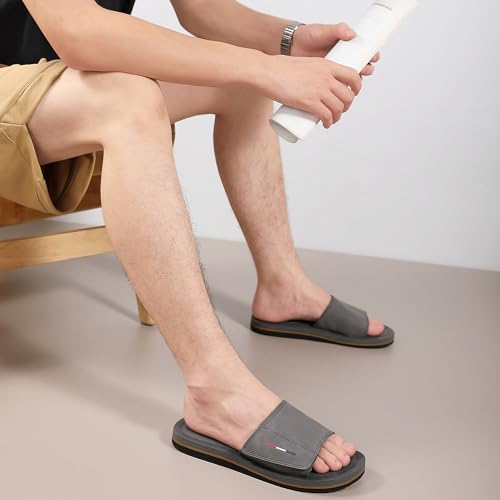Ripord Mens Adjustable Slides Sandals Slip On Sandals Comfortable Athletic Anti-Slip Slides