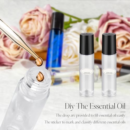 image for ZEJIA 10ml roller bottles for essential oils, 6 Pack Clear Roll on Bot