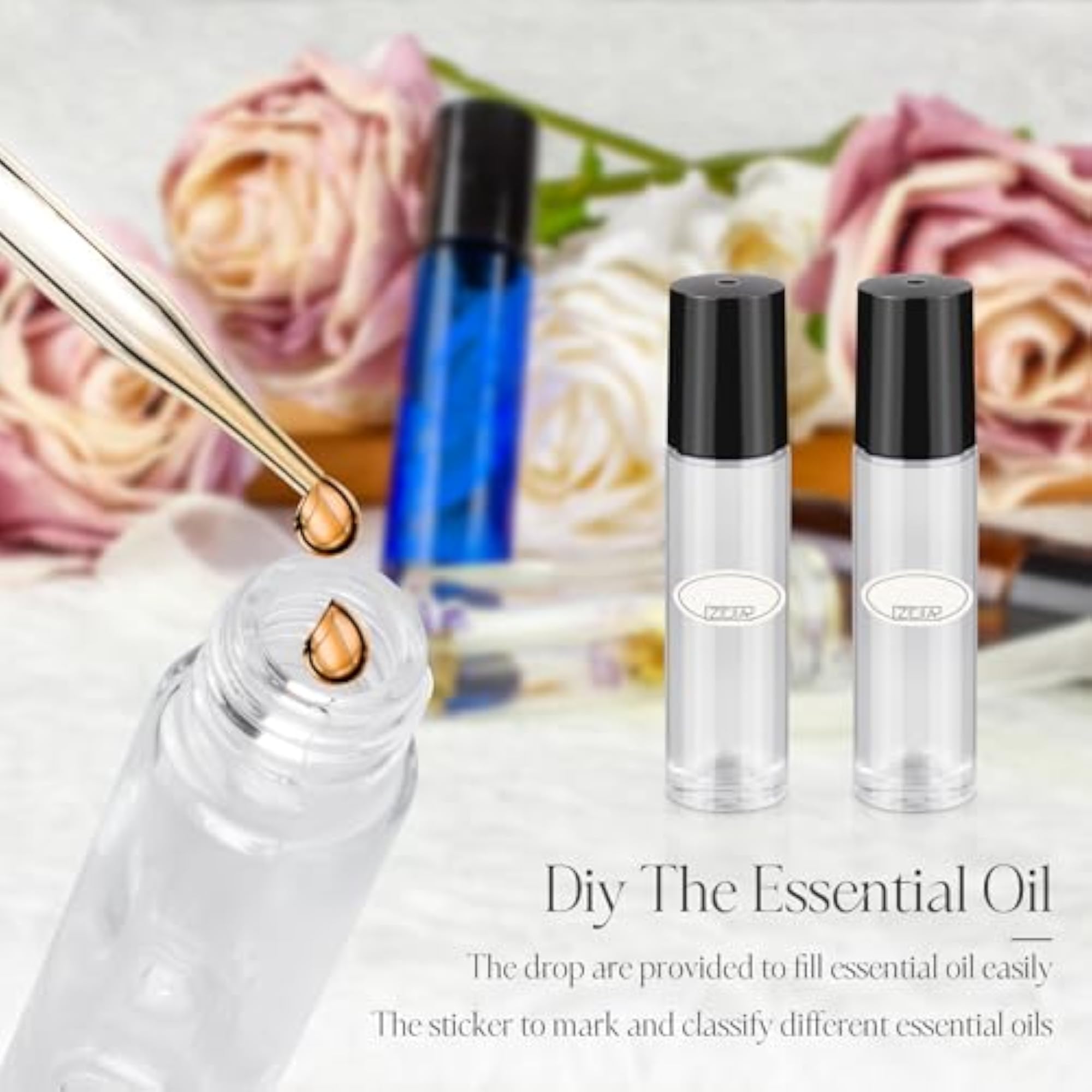 10ml Clear Thick Glass Essential Oil Roller Bottles, 6 Pack