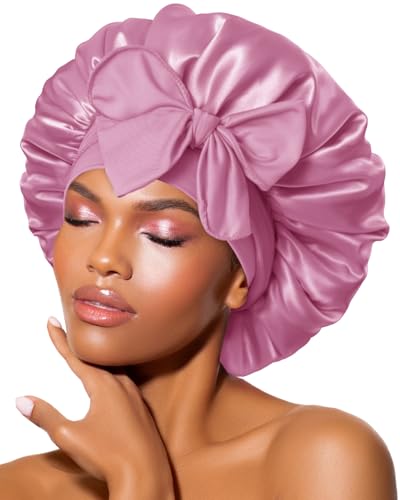 Image of BONNET QUEEN Silk Bonnet for Sleeping Satin Bonnet Hair Wrap Silk Hair Wrap Sleep Night Cap for Women Curly Hair