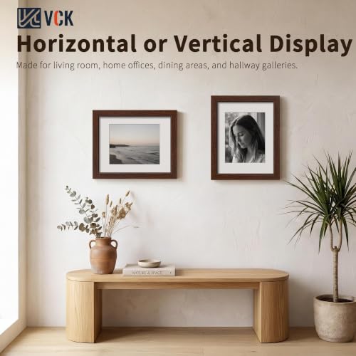 Image of VCK 11x14 Picture Frame 5 Pack, Brown Exclusive Wood, HD Glass, for Photo