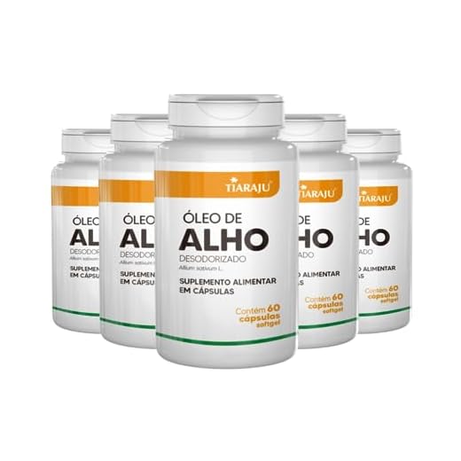 Kit 5 Oleo de Alho Desodorizado - Sem Odor 60 Capsulas Tiaraju