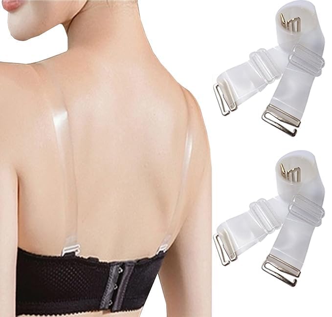 Transparent Plastic Detachable Transparent Straps Bra Strap Plastic Metal Free Size (2 Pair, 14mm)-image-8
