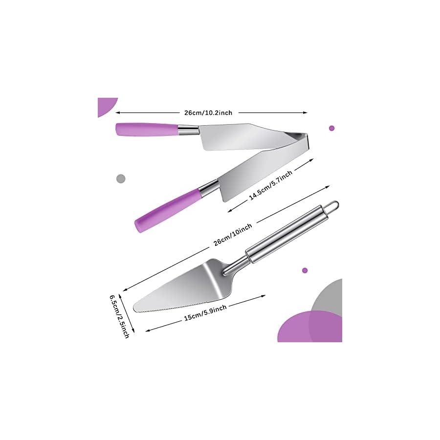 2 Pieces Cake Slicer Cutter Multi Function Stainless Steel Cake Spatula Stainless Steel Cake Server Set for Cakes Pie Desserts Pizza (Pink or Purple)