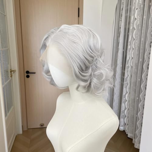 Perruque sans colle pour cheveux clairsemés gris argenté - 5