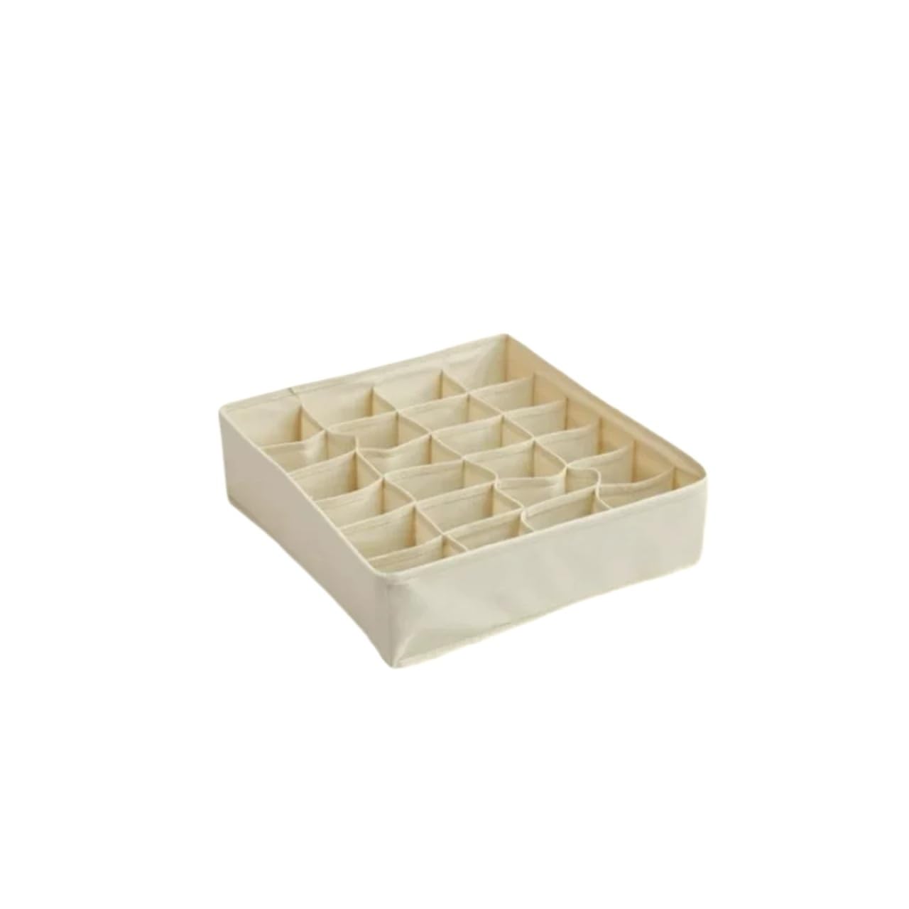 GYTTDERFL Sock Organiser Drawer Underwear Socks Bra Storage Box Clothes Organizer Bag Household Wardrobe Cabinet(Milky yellow-24grids)
