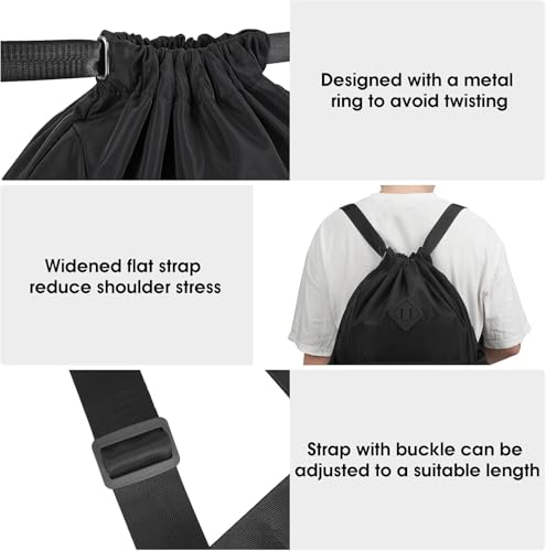 MockingBird Extra Large Drawstring Backpack Black |Gym Bag with Wet & Dry Compartment| Basketball Bag Sackpack for Men Women |Sports Bag Backpack for Swim Soccer Accessories Essentials4