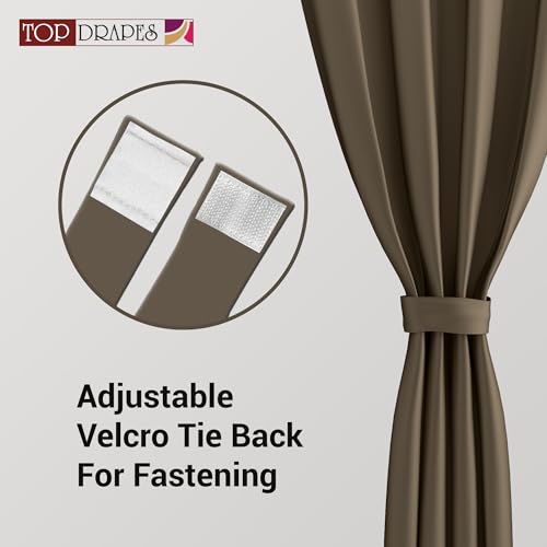 Image of Blackout Window Curtain with Tie Back 6 feet 2 Pcs | Room Darkening, Thermal Insulated, Noise Reducing Heavy Polyester Solid Curtain (Brown Colour)