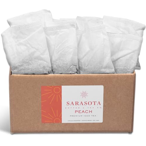 Sarasota Tea, Peach Flavored Iced Tea Bags One Gallon Size Filter Packs, 48 Gallons Per Box, Quick Brew Southern Ice Tea with Sweet Georgia Peach Flavor (1 oz, 48 Count)