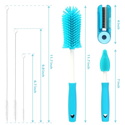 Image of Sosmar 6 Pack Water Bottle Cleaner, Stanley Cup Cleaner Brush Kit with Long Silicone Bottle Brush, 3 Size Straw Cleaner Brush, 4 in 1 Bottle Gap Cleaner Tumbler, Sports Water Bottle