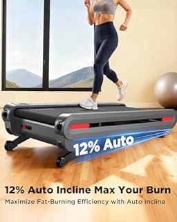 Jogwell Walking Pad Treadmill with 20%/15%/12% Auto Incline, 350lbs Capacity Treadmills for Home Office Under 35dB, Spacious Running Area, Vertical Storage, 3/3.5HP Brushless, Ares 11 Ultra Black