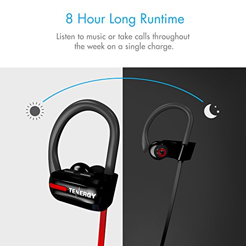 Tenergy T20 Wireless Bluetooth Headphones, Ipx7 Sweatproof, Running Earphones, Noise Canceling 8-Hour Working Time, In-Ear Bluetooth V4.1 Stereo Earbuds With Mic, Bonus Sport Armband #TOP4