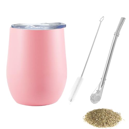 SVUPUE Yerba Mate, mate de acero inoxidable, 360 ml, apto para mate, café y té de frutas, rosa