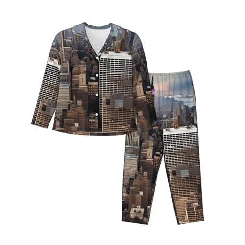 Pyjama manches longues femme New York résolvant l'inconfort des nuits fraîches