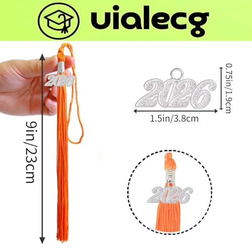 Image of Graduation Tassel 2026 for Grad Cap,Orange Tassel with Silver Charm