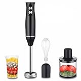 Bizcasa 4-in-1 Stabmixer Edelstahl, 500W Pürierstab mit 2 Geschwindigkeiten, Inklusive Schneebesen, Lebensmittelhacker und Messbecher, Hand Blender für Babynahrung, Suppe, Smoothies und Dips (4 in 1)