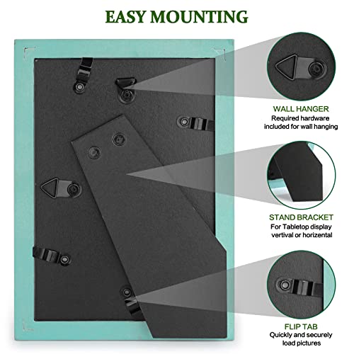 Emfogo 4X6 Picture Frame, Pack Of 2 Photo Frame With Real Glass, Solid Wood Rustic Picture Frames 4X6 Display For Wall Decor (Vintage Teal) #TOP5