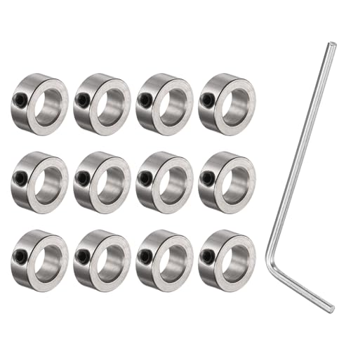 QUARKZMAN 12er Set-Scheibenkragen 7.05mm Bohrung, Vernickelter Stahl Wellenkragen, 12mm Außendurchmesser, 5mm Breite, Fahrwerksstopper Wellenkragen Mit Innensechskantschlüssel