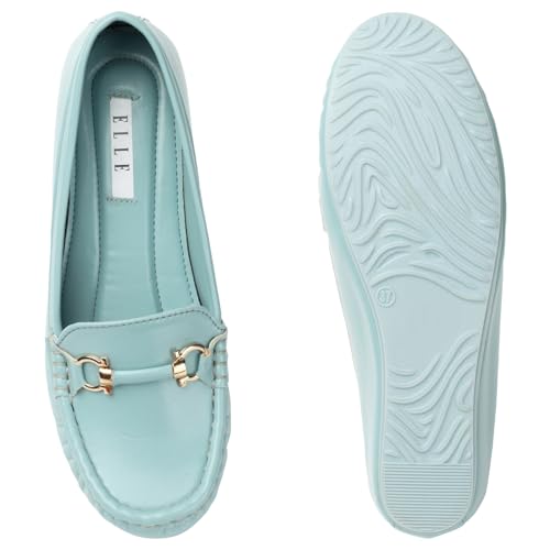 Image of ELLE Women's Flats Slip-On Loafers with Metallic Buckle