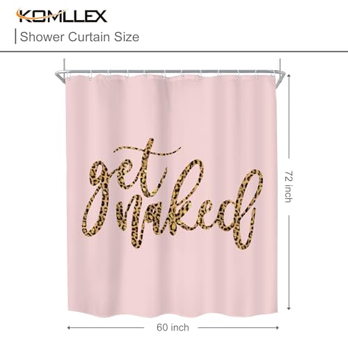 Get Naked Pink Brown Leopard Print Quotes Bathroom Shower Curtain Set by KOMLLEX - Used condition - Image 5