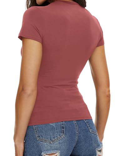 Image of Womens Basic Tees Summer Short Sleeve Shirts Slim Fit Tight T Shirt Going Out Tops Trendy 2026