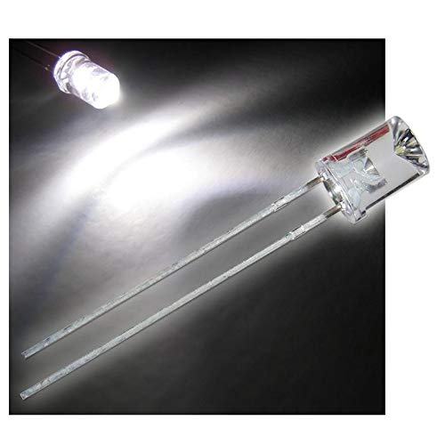 Set di 50 LED 5mm lente trasparente concava - BIANCO CALDO, diodo a emissione luminosa, cablato, diodo luminoso, come componente