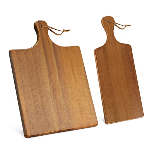 Tabla de cortar rectangular de madera con mango pack x2 miniatura 1