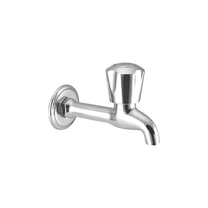 JABRA Sleek Brass Long Body Bib Cock Tap Faucet Wall Mounted for Bathroom and Kitchen Sink - Mirror Chrome Finish (5 Year Product Warranty)