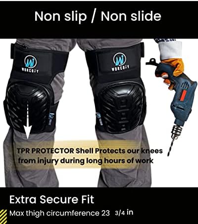 Homeyyz Professional Knee Pads Work - with Gel Cushion and Heavy Duty Foam Padding|Knee Pads for Work Trousers for Men,Women,Work Knee Pads with Anti-Slip Velcro Pads Straps for DIY,Flooring,Gardening