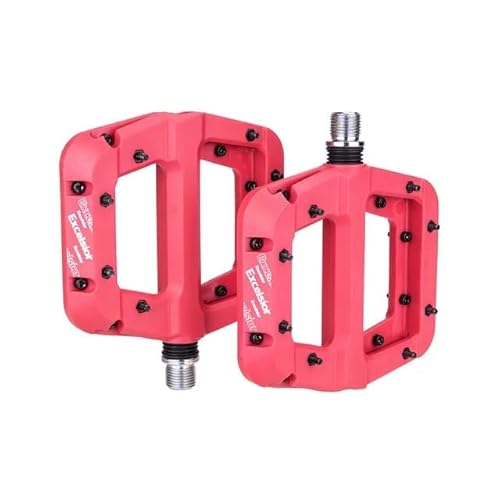 JIASHUNHE Bike Pedals MTB Bicycle Pedals DU Bushing Bearings Nylon Ultralight Flat Pedal Road Bike BMX Anti-slip(Red)