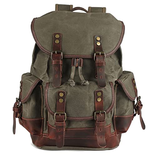 Sac à dos vintage en toile et cuir pour ordinateur portable