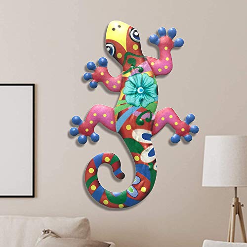 Taotenish Gecko Metal Wall Art Metal Lizard Art Wall Sculpture Hanging Decorations For Indoor Outdoor Home Bedroom Living Room Office Decor - Red #TOP4