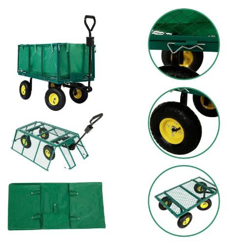 Gartenwagen Klappbarer Handwagen 550 kg Luftbereift Transportwagen mit Seitenwänden