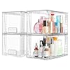 Vtopmart 4 Pack Large Stackable Storage Drawers,Easily Assemble Acrylic Bathroom Closet Undersink Organizers and Storage,Plastic Bins for Kitchen Cabinets,Pantry,Makeup,Medicine Organization