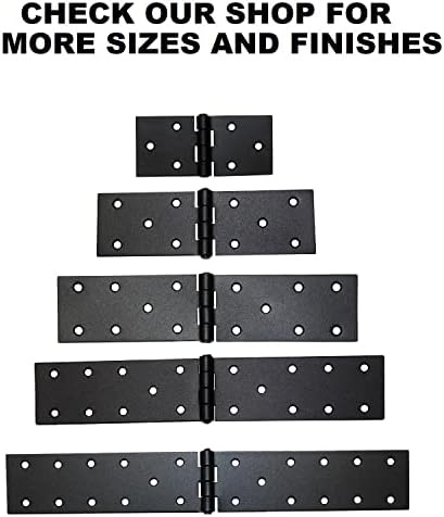 LOGOK2K Cotarba Black Folding Flip Hinge Alloy Backflap Hinge Metal Heavy Duty Strap Tee Hinges Gate Doors Box Shed Anti Rust Fence Thick Strong Powder Coating Pair 200 x 45 mm ( 7.8inch x 1.7inch )