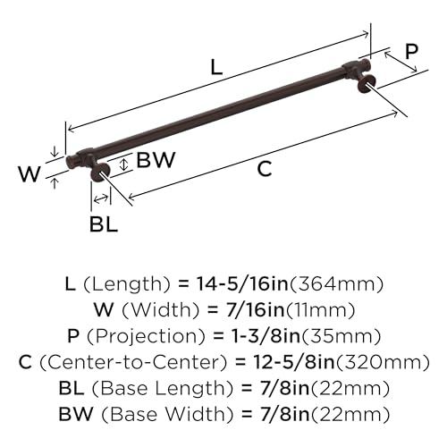 Amerock Winsome BP36773ORB - Maniglia Per Armadietto, In Bronzo Lucidato A Olio, 320 Mm - 4