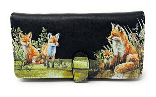 Shag Wear Fox Family Large Animal Wallet for Women and Teen Girls Vegan Faux Leather 7