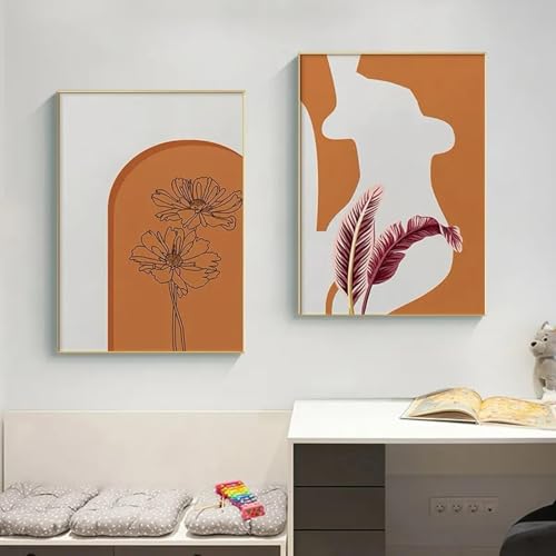 Lienzos de líneas geométricas abstractas de 60x80cm en set de dos piezas para decoración
