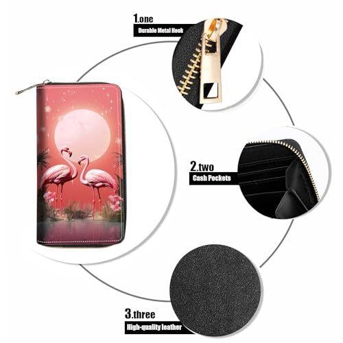 Flamingo Print Wallet for Women Large Capacity Wallet Credit Card Holder PU Leather Zipper Clutch Purse Phone Wallet4