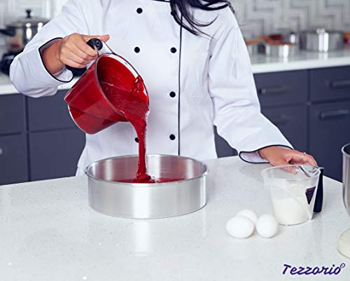 Tezzorio Aluminum Round Cake Pan, 10" X 3" Smooth-Sided Layer Cake Pan, Professional Bakeware #TOP4