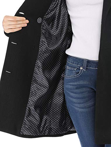 Allegra K Women's Winter Coat Elegant Notched Lapel Double Breasted Trench Coat X-Large Blacks #TOP5