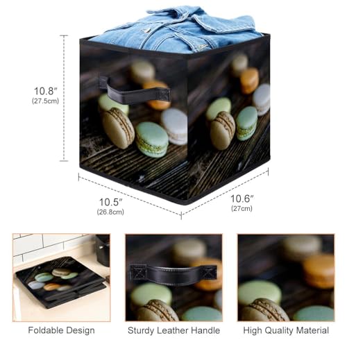 Cube de rangement pliable avec poignées et design dessert macaron pastel - 4