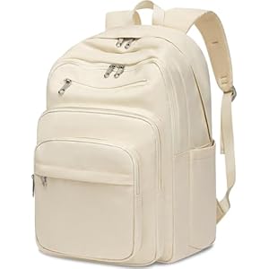 Backpack for Middle High School Teen Boys Girls Large College Bookbag with Laptop Compartment Back to School Book Bags Mochilas Escolares para Niños Niñas Adolescentes (Beige, Solid)
