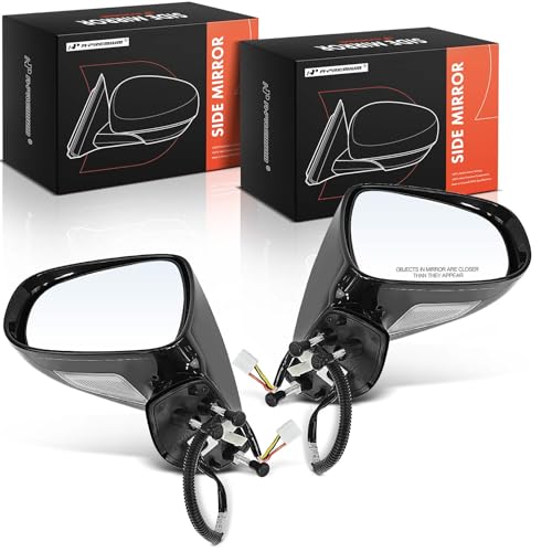 A-Premium Pair (2) Driver and Passenger Side Power Door Mirror - Compatible with Lexus IS250, IS350, 2006 2007 2008 - Heated Manual Folding Black Outside Rear View Mirror with Puddle Light